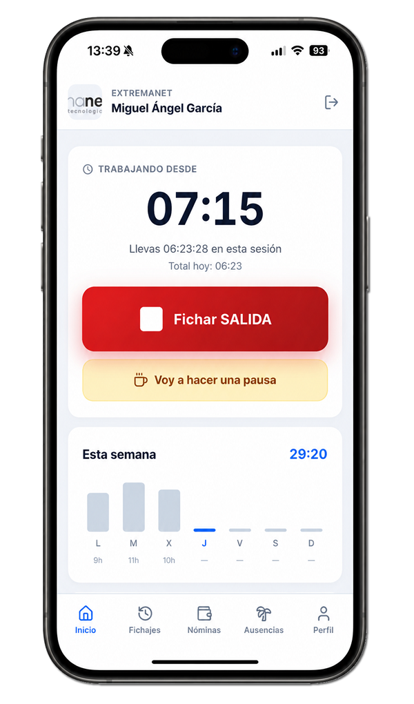 Control horario y fichaje de salida en TPVReady