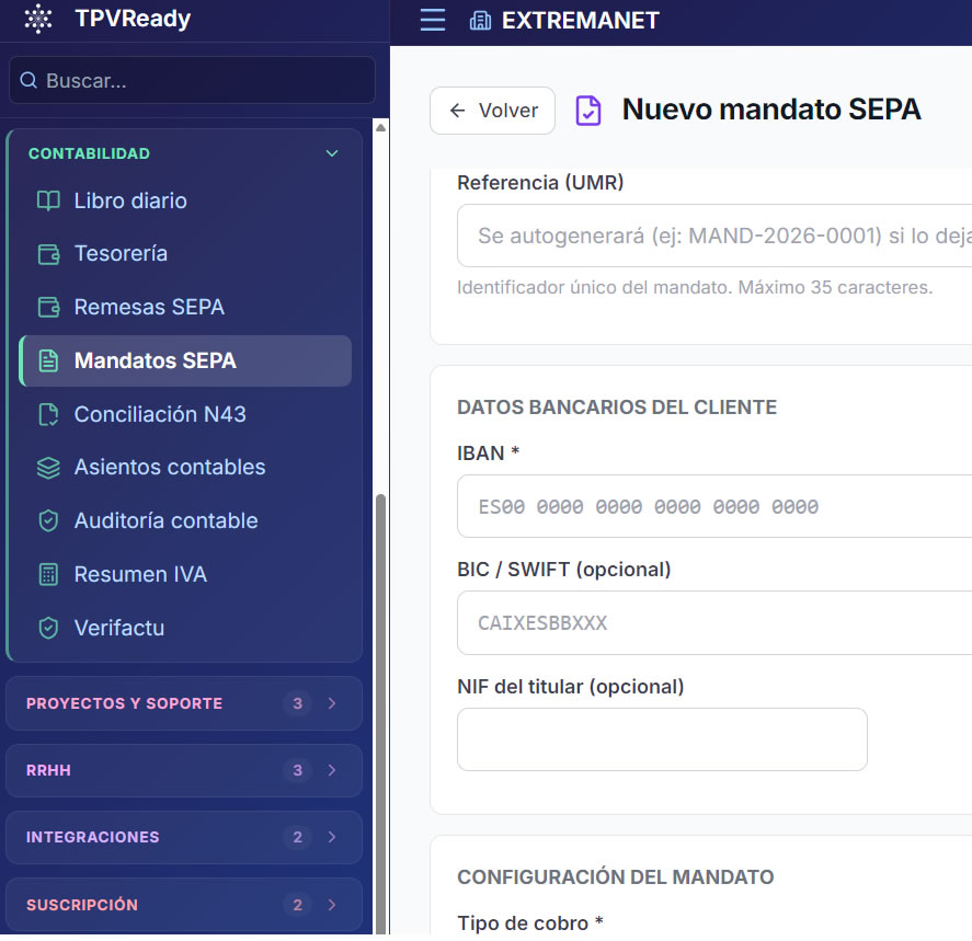 Mandato SEPA y conciliación N43